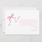 ピンクの蝶ネクタイ ベビーシャワー 感謝カード (裏面)