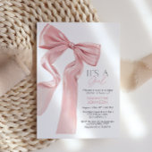 ピンクの蝶ネクタイ 女の子の赤ちゃん歓迎会 招待状