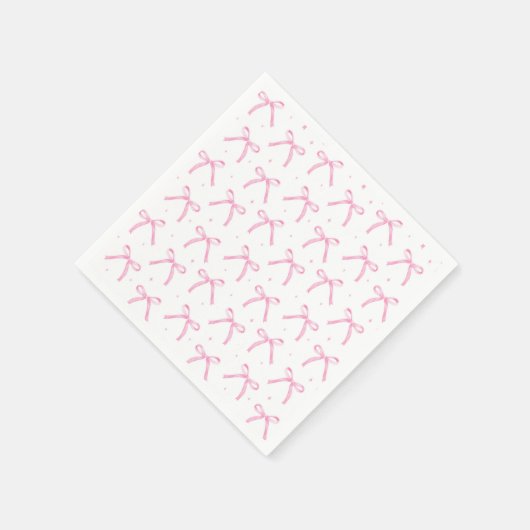 ピンクの蝶ネクタイ 誕生日 シャワーパーティー ウェディング スタンダードカクテルナプキン (角)