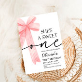 ピンクの蝶ネクタイ 1歳の誕生日 招待状