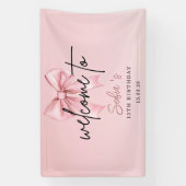 🎀 ピンクの蝶ネクタイ 12歳の誕生日パーティー ウェルカムバナー 横断幕 (縦)