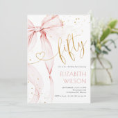 ピンクの蝶ネクタイ 50歳の誕生日招待状 招待状 (スタンド正面)