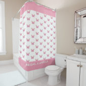 ピンクの蝶バス シャワーカーテン (インサイチュ)