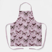 ピンクの蝶パターン エプロン (正面)