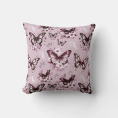 ピンクの蝶パターン クッション (正面)