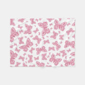 ピンクの蝶フリース フリースブランケット (正面(横))