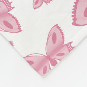 ピンクの蝶フリース フリースブランケット (角)