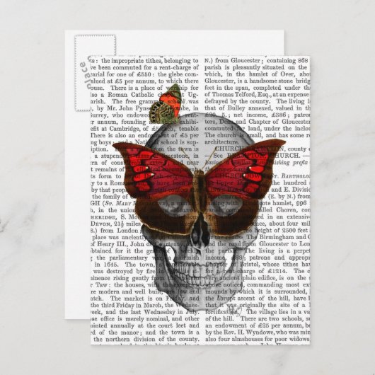 ピンクの蝶マスクのスカル ポストカード (正面/裏面)