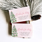 ピンクの蝶リボンのクリスマスツリーの絵本 赤ちゃんのベビーシャワー 招待状
