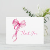 ピンクの蝶リボンの女の子 1歳の誕生日 サンキューカード (スタンド正面)