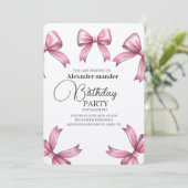 ピンクの蝶リボンパーティー 招待状 (スタンド正面)