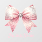 ピンクの蝶リボンロゴ ウィンドウサイン (シート)