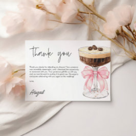 ピンクの蝶リボン エスプレッソ マーティニー ブライダルシャワー 感謝 エンクロージャーカード