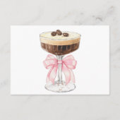 ピンクの蝶リボン エスプレッソ マーティニー ブライダルシャワー 感謝 エンクロージャーカード (裏面)