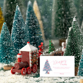 ピンクの蝶リボン クリスマスツリー おむつくじ ベビーシャワー エンクロージャーカード