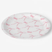 ピンクの蝶リボン コケッティ バースデー ペーパー プレート (アングル)