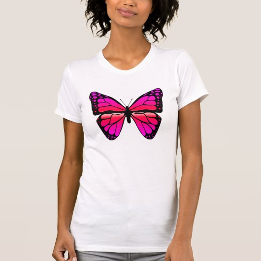 ピンクの蝶ワイシャツ Tシャツ (正面)