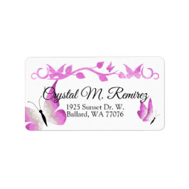 ピンクの蝶住所 シール