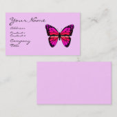 ピンクの蝶名刺 名刺 (正面/裏面)