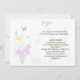 ピンクの蝶庭のベビーの発表 案内状