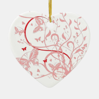 ピンクの蝶渦巻 セラミックオーナメント