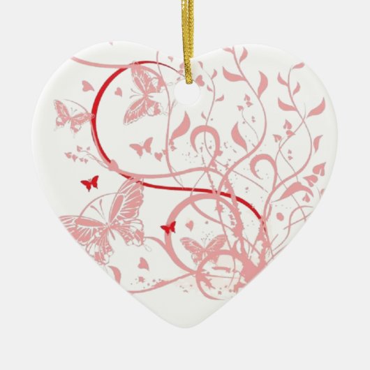 ピンクの蝶渦巻 セラミックオーナメント (正面)