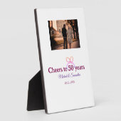 ピンクの蝶結びがお祝いする50周年結婚記念日 フォトプラーク (側面)