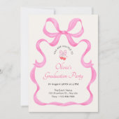 ピンクの蝶結びが可愛い 招待状 (正面)