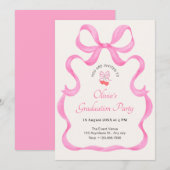 ピンクの蝶結びが可愛い 招待状 (正面/裏面)