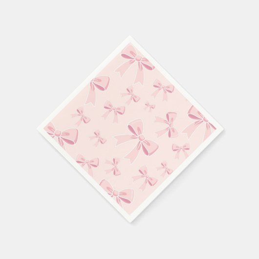 ピンクの蝶結びが可愛らしいコテージ風の誕生日パーティー スタンダードカクテルナプキン (角)