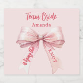 ピンクの蝶結びでチームブライズの彼女 スパークリングワインラベル (シングルラベル)