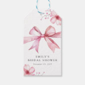 ピンクの蝶結びで彩られたブライダルシャワー ギフトタグ (正面)