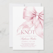 ピンクの蝶結びで結ばれたウェディングシャワーの招待状 招待状 (正面)