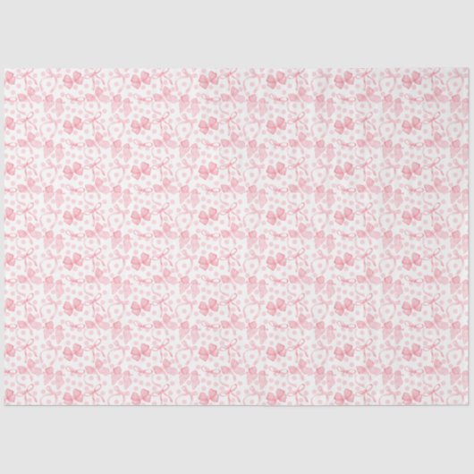 ピンクの蝶結びとドットのティッシュペーパー 薄葉紙 (正面)