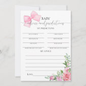 ピンクの蝶結びとバラのクールな予想アドバイスカード 招待状 (正面)