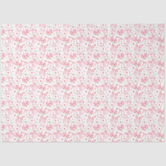 ピンクの蝶結びとピンク＆グリーンのドット 薄葉紙 (正面)