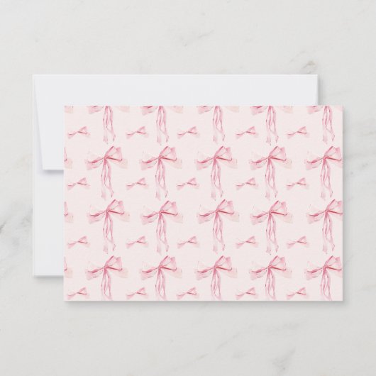 ピンクの蝶結びのお礼カード ブラッシュ コケッティ ガール リボン サンキューカード (裏面)