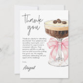 ピンクの蝶結びのエスプレッソマティーニ ブライダルシャワー 感謝 (正面)