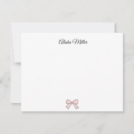 ピンクの蝶結びのオリジナル名入り便箋 ノートカード