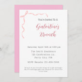 ピンクの蝶結びのガレンティーンズのブランチ招待状 招待状 (正面/裏面)