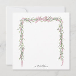 ピンクの蝶結びのガーランド封筒ライナー サンキューカード