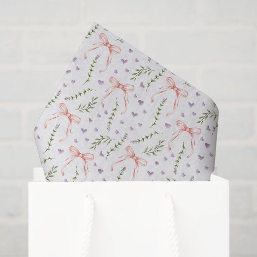 ピンクの蝶結びのデコパージュ 薄葉紙 (ギフトバッグ)