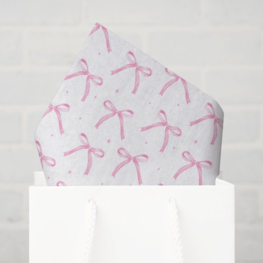 ピンクの蝶結びのデコパージュ 薄葉紙 (ギフトバッグ)