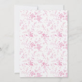 ピンクの蝶結びのトワル 彼女は結婚する ブライダルシャワーパーティー 招待状 (裏面)