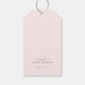 ピンクの蝶結びのパンプキンベイビーシャワー ギフトタグ (裏面)