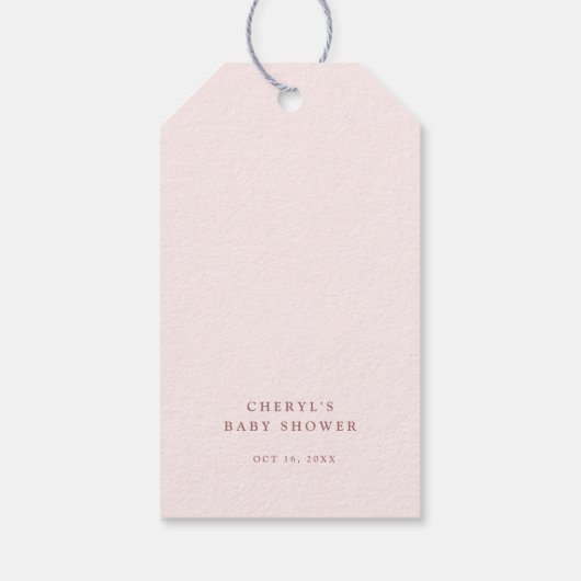 ピンクの蝶結びのパンプキンベイビーシャワー ギフトタグ (裏面)