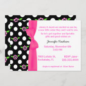 ピンクの蝶結びのベビーシャワー招待状 招待状 (正面/裏面)