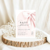 ピンクの蝶結びのリボン ベイビーシャワー 招待状