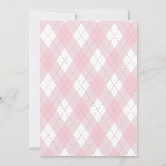 ピンクの蝶結びのロッキングホース ポロ ヴィンテージ ベビーシャワー 招待状 (裏面)