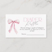 ピンクの蝶結びのワイルドフラワーのおむつくじ券 エンクロージャーカード (正面)